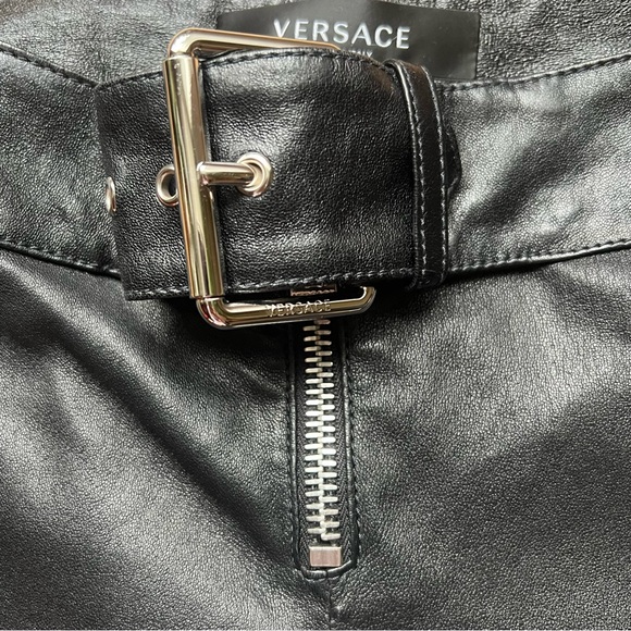 NWOT Versace black fringe leather boot cut pants - Picture 15 of 15